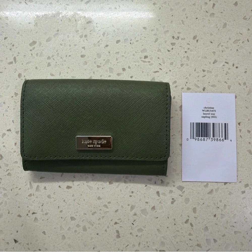 Kate Spade Wallet Christine Laurel Way Mini Card Holder Green NEW - Picture 1 of 6